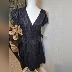 Adrianna Papell Black Sash Wrap Evening Dress Gown Size 10